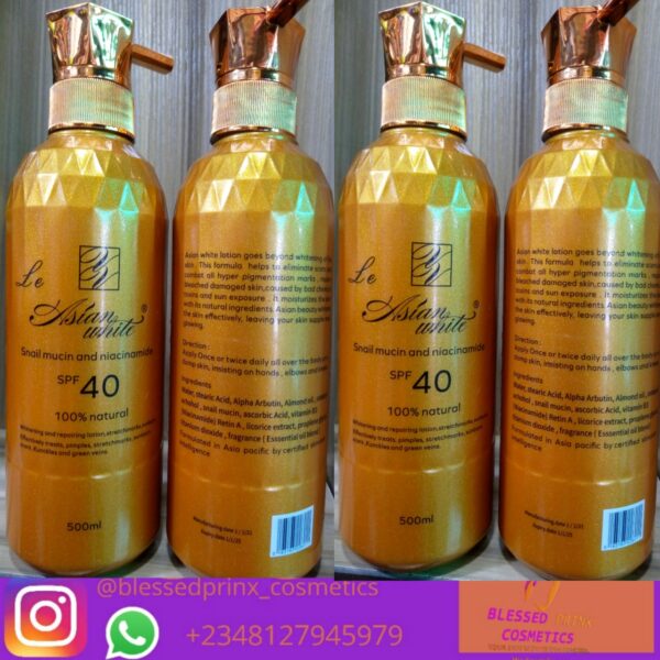 ASIAN WHITE SNAIL MUCIN AND NIACINAMIDE LOTION (SPF40) 500ML