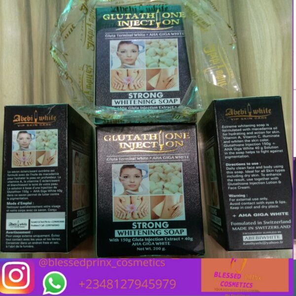 ABEBI WHITE GLUTATHIONE INJECTION STRONG WHITENING SOAP 200G (1PICS)