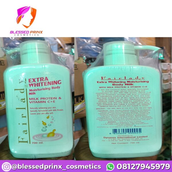 Fair Lady Extra Whitening Moisturizing Body Milk - Milk Protein & Vitamin C + E - 700ml