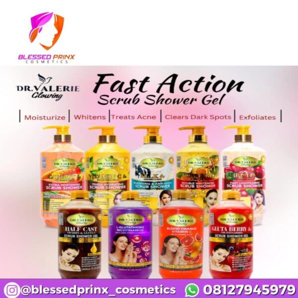 DR VALERIE GLOW WHITENING SHOWER GEL TURMERIC & HONEY|MILK & GLUTATHIONE WITH AMINO ACID|BLOOD ORANGE WITH AMINO ACID|VITAMIN C & PURE TURMERIC|HALFCAST VITAMIN & GLUTA C|L-GLUTATHIONE NICOTINAMIDE|GLUTA BERRY WITH NICOTINAMIDE|CARROT & B CAROTENE|