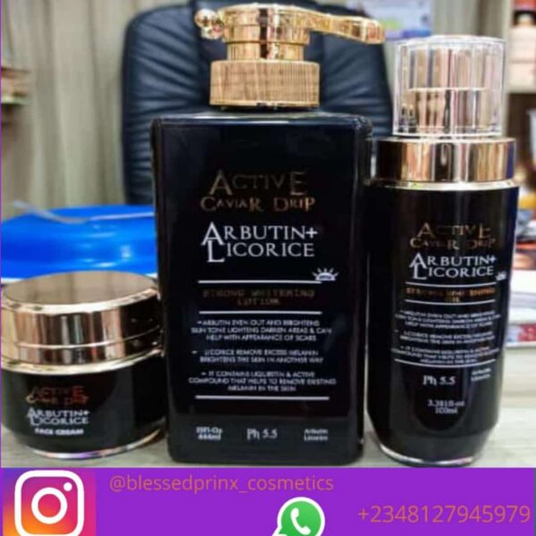 ACTIVE CAVIAR DRIP ARBUTIN + LICORICE STRONG WHITENING BODY SET (1 LOTION, 1 FACE CREAM, & 1 SERUM)