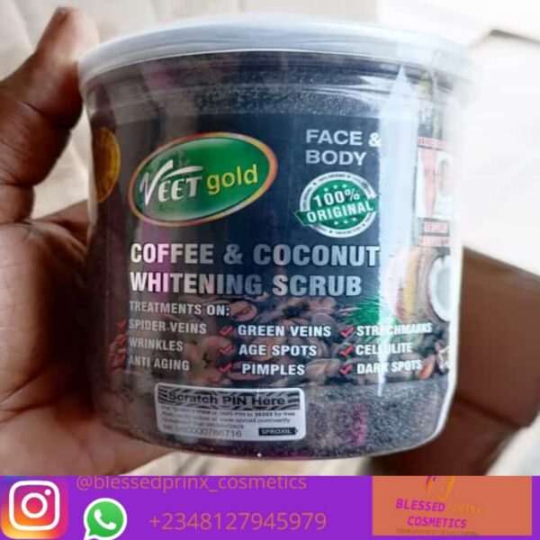 VEETGOLD COFFEE AND COCONUT FACE & BODY WHITENING SCRUB