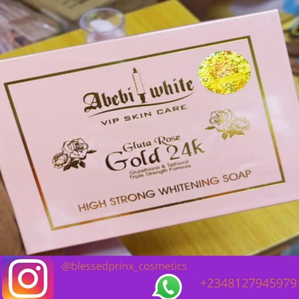 ABEBI WHITE GLUTA ROSE GOLD 24K HIGH STRONG WHITENING SOAP (1pic)