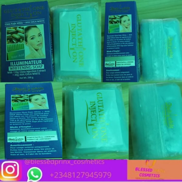 ABEBI WHITE GLUTATHIONE INJECTION GLUTA WHITE + AHA GIGA WHITE ILLUMINATEUR WHITENING SOAP (1pic)