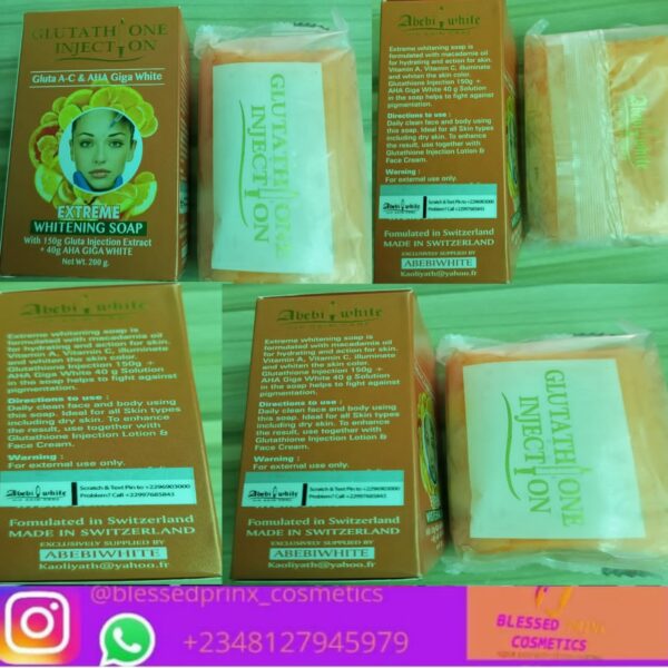 ABEBI WHITE GLUTATHIONE INJECTION GLUTA A-C & AHA GIGA WHITE EXTREME WHITENING SOAP (1pic)