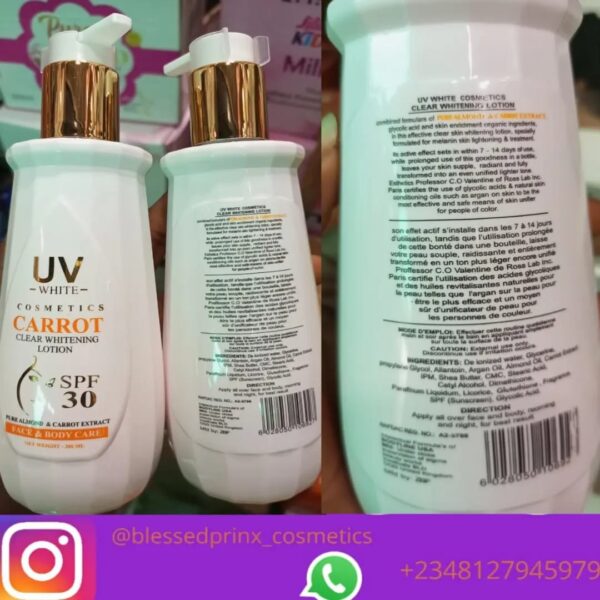 UV WHITE COSMETICS CARROT CLEAR WHITENING LOTION (300ML)