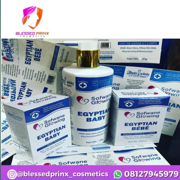 ABEBI WHITE VIP SKINCARE SOFWANE GLOWING EGYPTIAN BABY SET (LOTION & BAR SOAP)