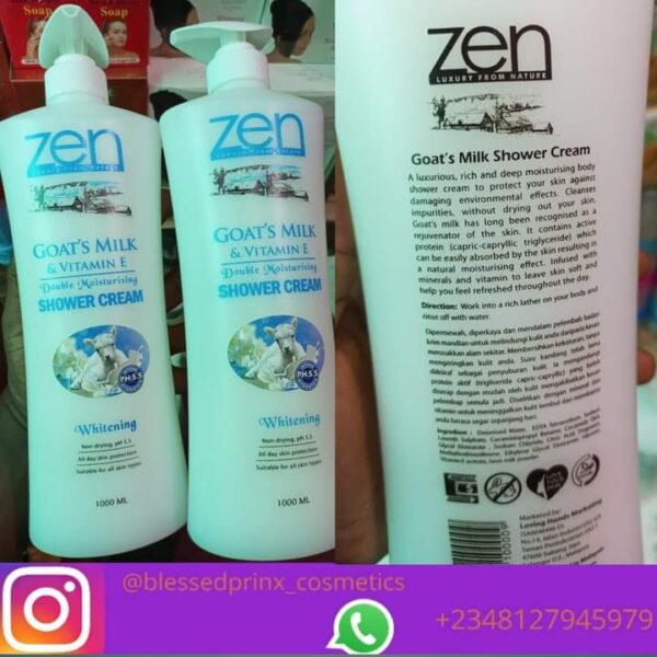 ZEN GOAT’S MILK & VITAMIN E DOUBLE MOISTURIZING & WHITENING SHOWER CREAM (1000ML)