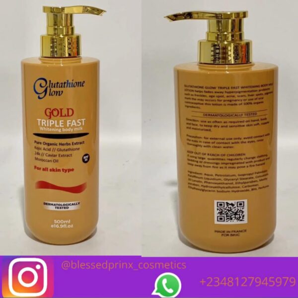GLUTATHIONE GLOW GOLD TRIPLE FAST WHITENING BODY MILK SPF 50 (500ML)