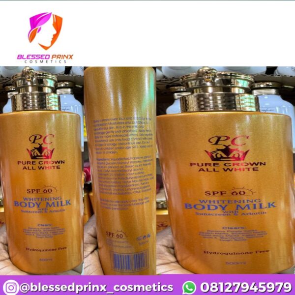 PURE CROWN ALL WHITE WHITENING BODY MILK WITH SUNSCREEN & ARBUTIN 500ml